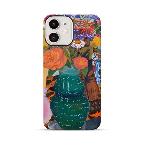 Colorful Still Life with Flower Vases and Shell iPhone 12 Impact Case
