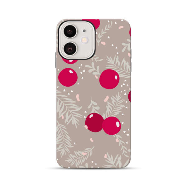 Cranberries and pine branches holiday pattern iPhone 12 Impact Case