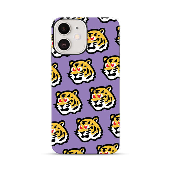 Cute Tiger with Heart Eyes Pattern iPhone 12 Impact Case