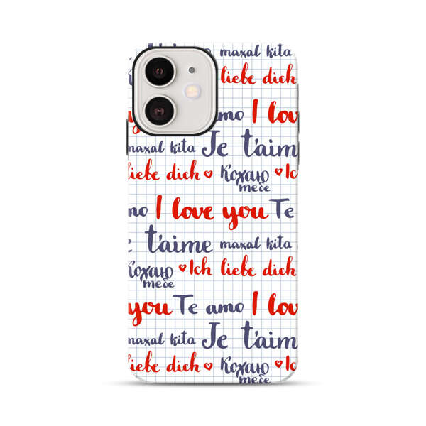 Love Message Multilingual Pattern iPhone 12 Impact Case