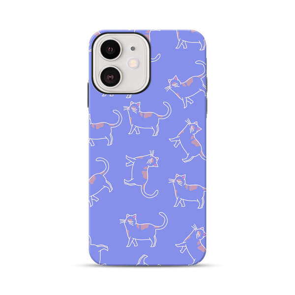 Playful Cartoon Cats on Purple Background iPhone 12 Impact Case