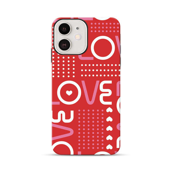Red Love Typography Pattern iPhone 12 Impact Case