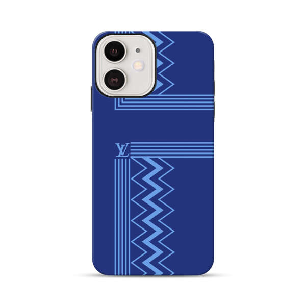 Stylish Geometric Zigzag Pattern in Blue iPhone 12 Impact Case