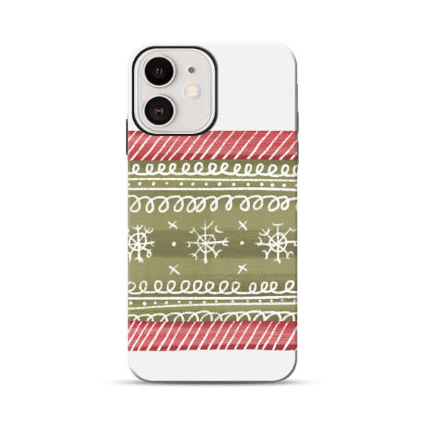 Winter Pattern with Snowflakes and Red Stripes iPhone 12 Impact Case