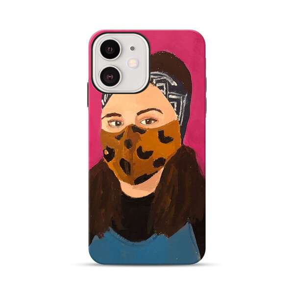 Woman Leopard Print Face Mask iPhone 12 Impact Case