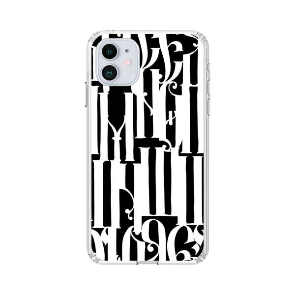 Abstract Black and White Pattern with Ornamental Letters iPhone 12 Mini Case