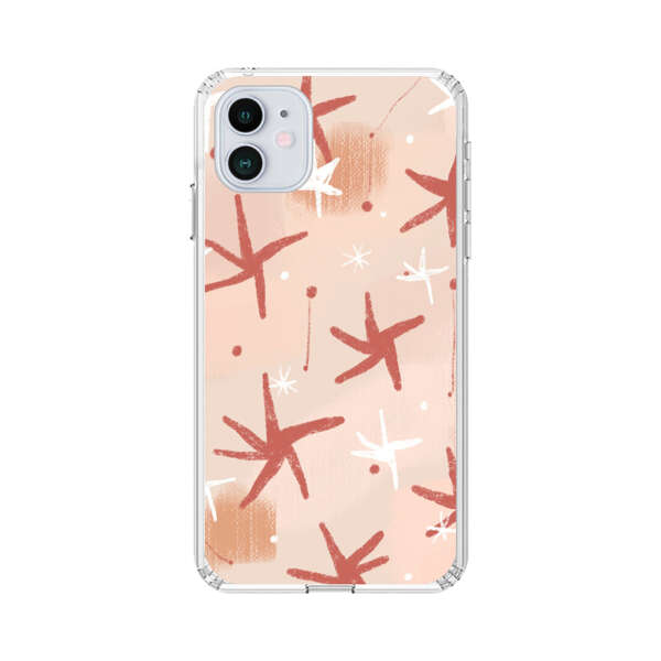 Abstract Star Pattern Red and White on Beige Background iPhone 12 Mini Case