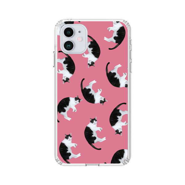 Black and White Cats Pattern on Pink Background iPhone 12 Mini Case