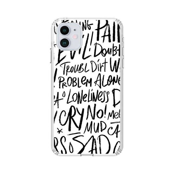 Black and White Negative Words Pattern iPhone 12 Mini Case