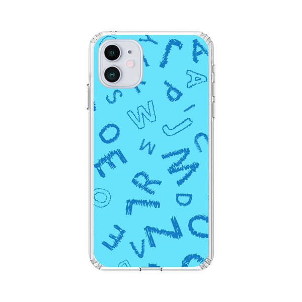 Blue background with random sketched alphabet letters iPhone 12 Mini Case