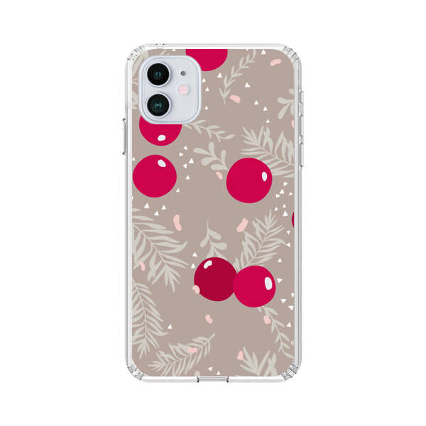 Cranberries and pine branches holiday pattern iPhone 12 Mini Case