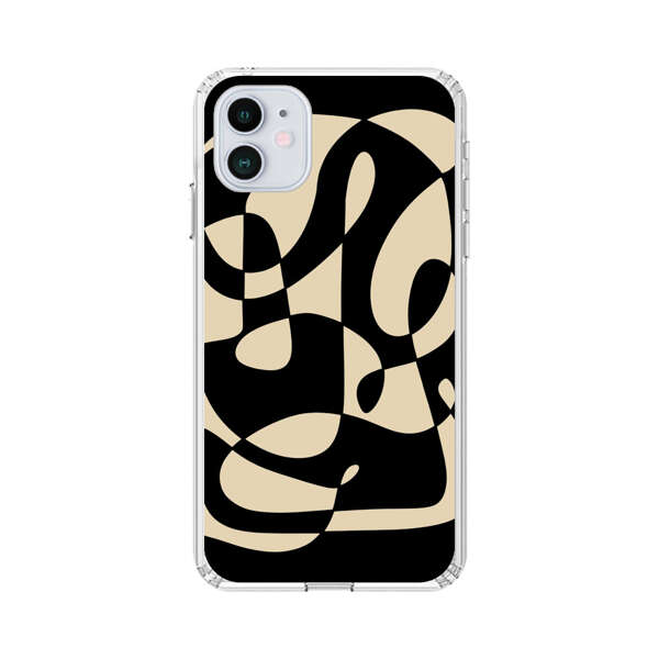 Modern Abstract Beige and Black Geometry iPhone 12 Mini Case