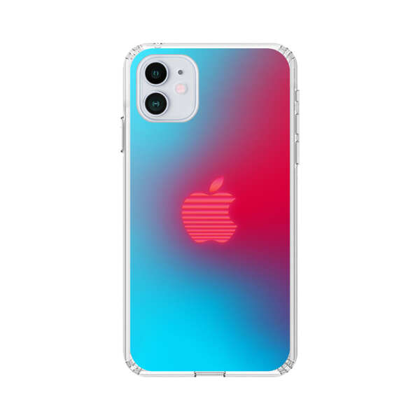 Neon Striped Apple Logo Gradient Background iPhone 12 Mini Case