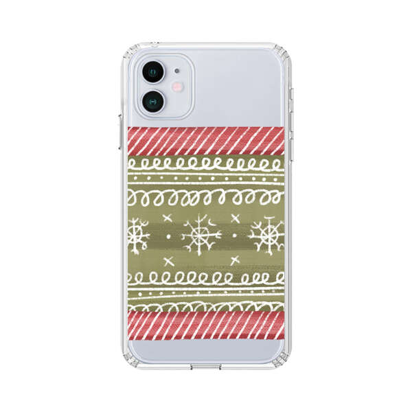 Winter Pattern with Snowflakes and Red Stripes iPhone 12 Mini Case