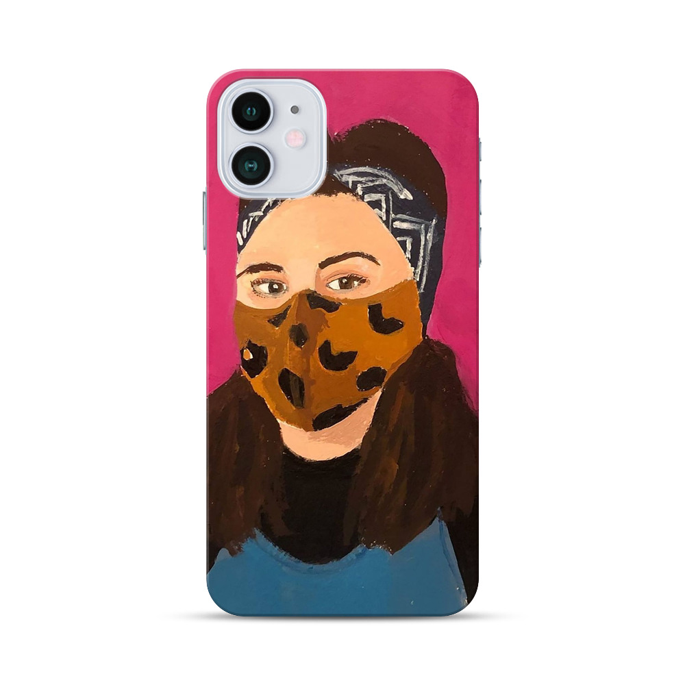 Woman Leopard Print Face Mask iPhone 12 Mini Hard Case