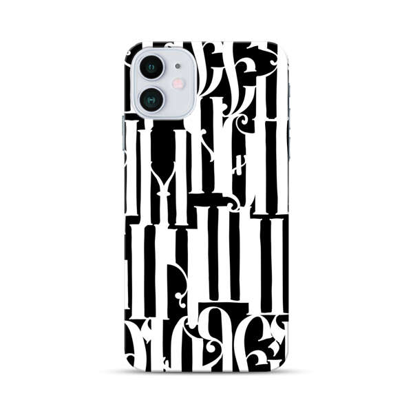 Abstract Black and White Pattern with Ornamental Letters iPhone 12 Mini Hard Case