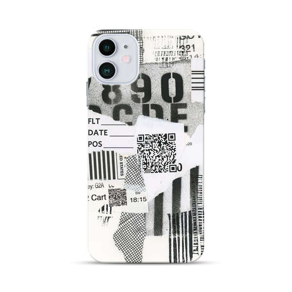 Abstract Collage Torn Paper Barcodes iPhone 12 Mini Hard Case