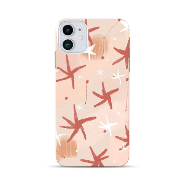 Abstract Star Pattern Red and White on Beige Background iPhone 12 Mini Hard Case