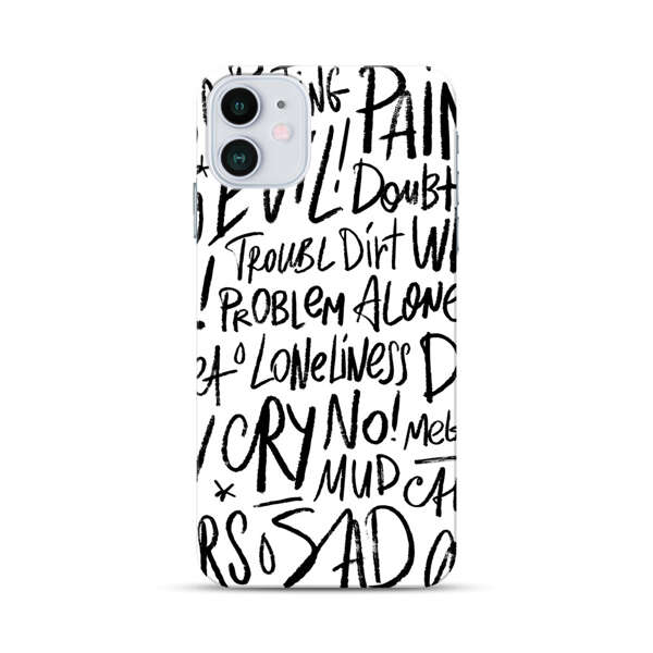 Black and White Negative Words Pattern iPhone 12 Mini Hard Case