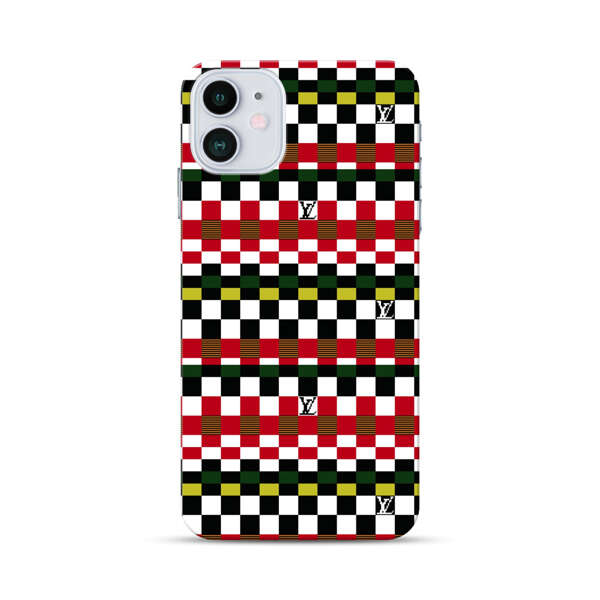 Colorful Checkerboard Stripes Pattern iPhone 12 Mini Hard Case