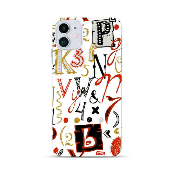 Colorful Hand Drawn Letters and Numbers Pattern iPhone 12 Mini Hard Case