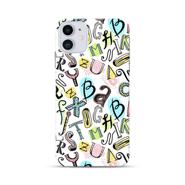 Colorful Scattered Alphabet Letters Pattern iPhone 12 Mini Hard Case
