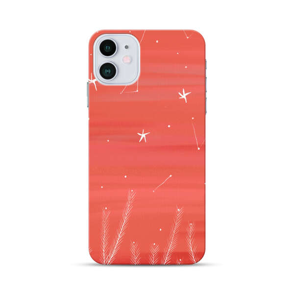 Coral Night Sky with Stars and Plants iPhone 12 Mini Hard Case
