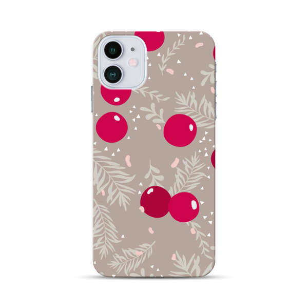 Cranberries and pine branches holiday pattern iPhone 12 Mini Hard Case