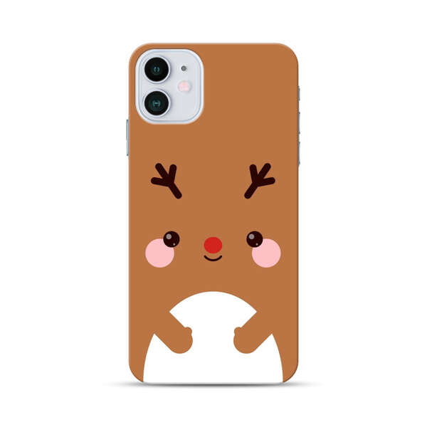 Cute Minimalist Reindeer Cartoon iPhone 12 Mini Hard Case