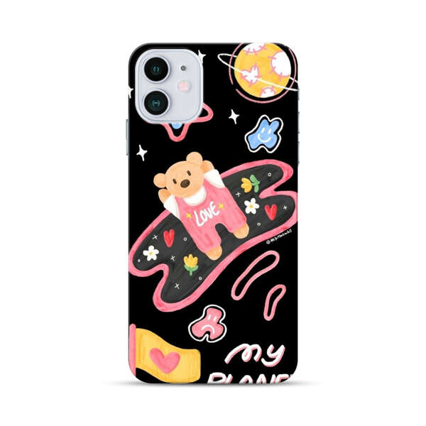 Cute Teddy Bear Love Space Design iPhone 12 Mini Hard Case