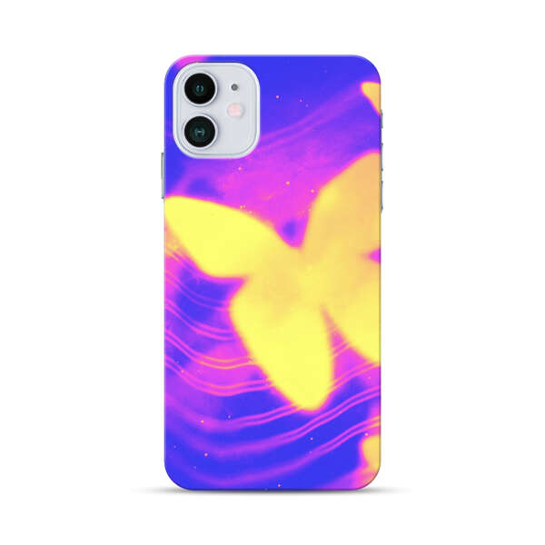 Glowing Purple and Yellow Butterflies iPhone 12 Mini Hard Case