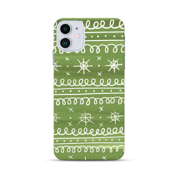 Green White Stars Loop Pattern iPhone 12 Mini Hard Case