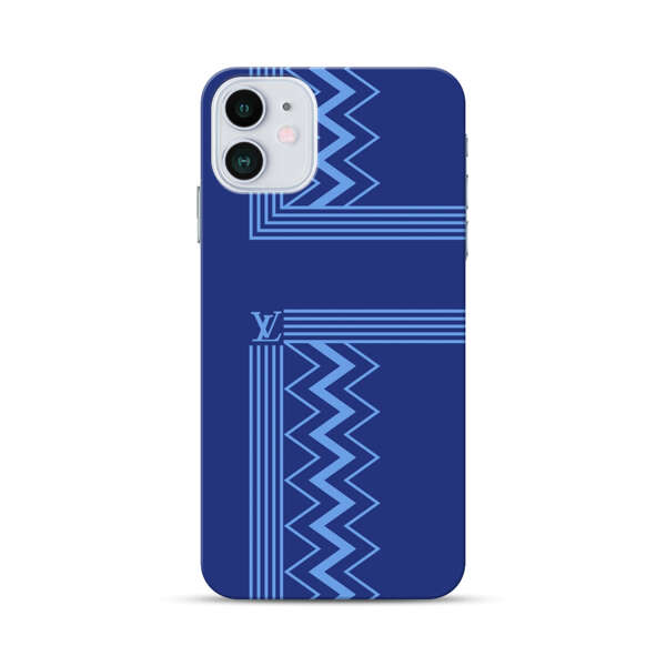Stylish Geometric Zigzag Pattern in Blue iPhone 12 Mini Hard Case