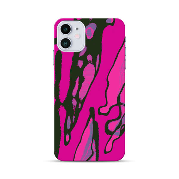 Vibrant Abstract Magenta Black Pattern iPhone 12 Mini Hard Case