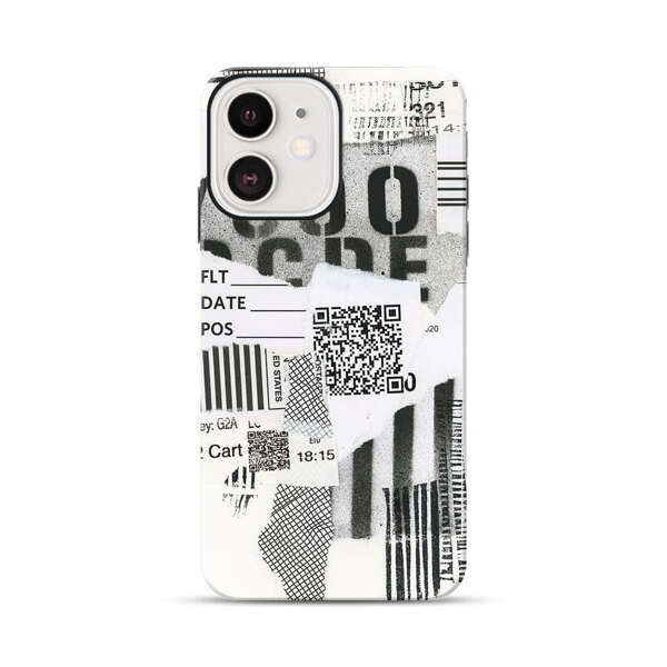 Abstract Collage Torn Paper Barcodes iPhone 12 Mini Impact Case
