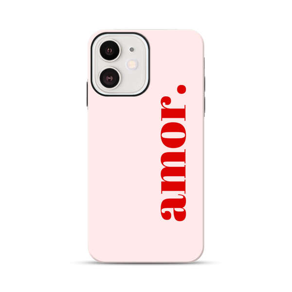 Amor Love Bold Red Text iPhone 12 Mini Impact Case