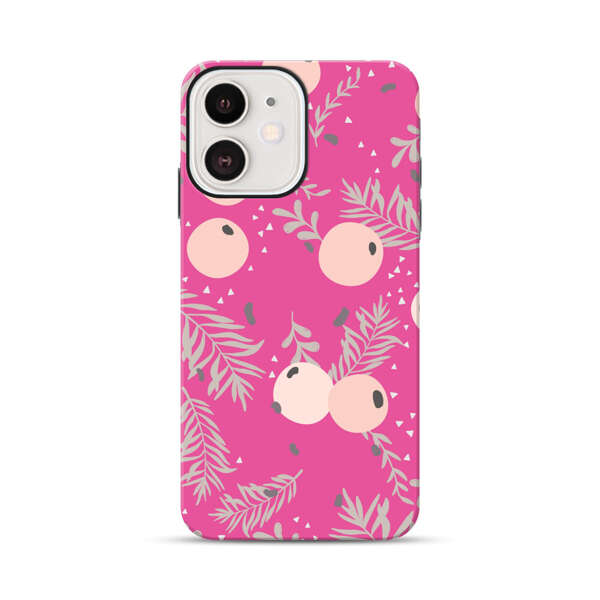 Berries Floral Pattern Pink Background iPhone 12 Mini Impact Case