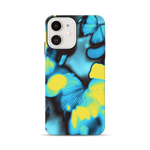 Blue Butterflies Glowing Abstract Background iPhone 12 Mini Impact Case