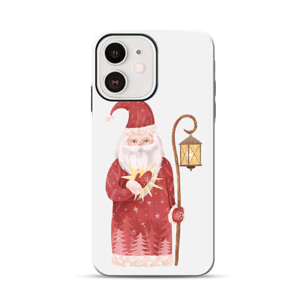 Charming Santa Claus Holding Glowing Heart and Lantern iPhone 12 Mini Impact Case