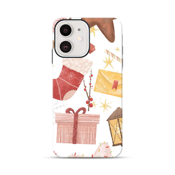 Christmas Festive Pattern with Gingerbread and Gifts iPhone 12 Mini Impact Case