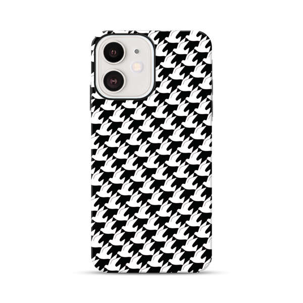 Classic Black and White Houndstooth Pattern iPhone 12 Mini Impact Case