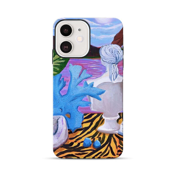 Classical Statues and Tropical Plants by the Ocean iPhone 12 Mini Impact Case
