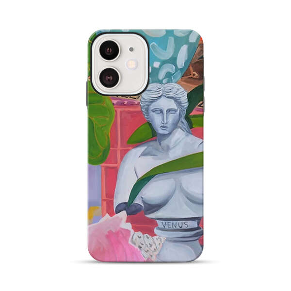 Classical Venus Bust with Green Leaves and Vibrant Vases iPhone 12 Mini Impact Case