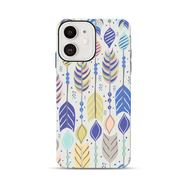 Colorful Feathers Pattern Pastel iPhone 12 Mini Impact Case
