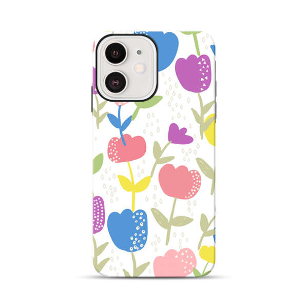 Colorful Tulip Floral Pattern iPhone 12 Mini Impact Case