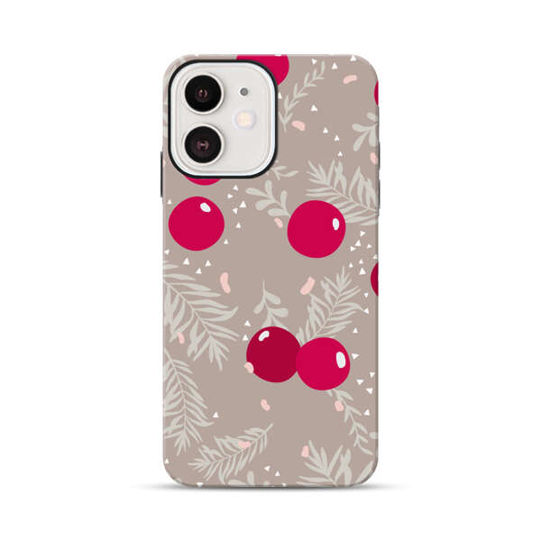 Cranberries and pine branches holiday pattern iPhone 12 Mini Impact Case