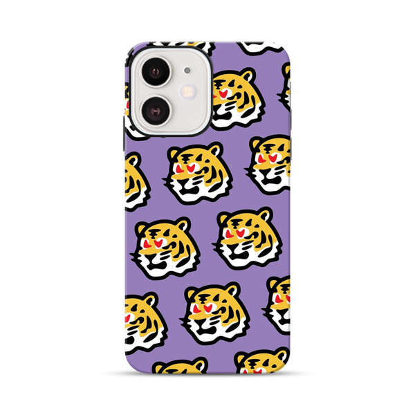 Cute Tiger with Heart Eyes Pattern iPhone 12 Mini Impact Case