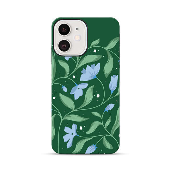 Delicate Blue Floral Illustration iPhone 12 Mini Impact Case