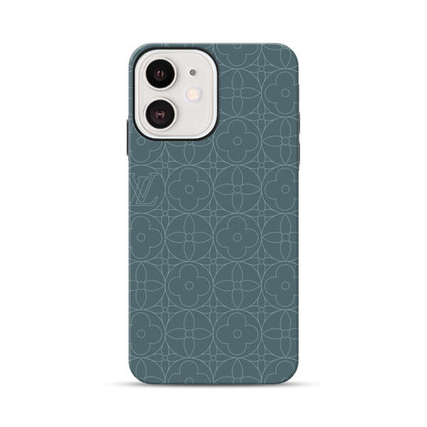 Elegant Blue Geometric Floral Pattern iPhone 12 Mini Impact Case