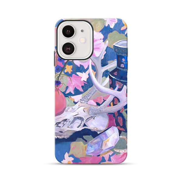 Floral Ornate Vases with Antlers Skull and Crystal iPhone 12 Mini Impact Case